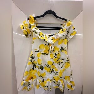 Boohoo Yellow Lemon-Print Dress